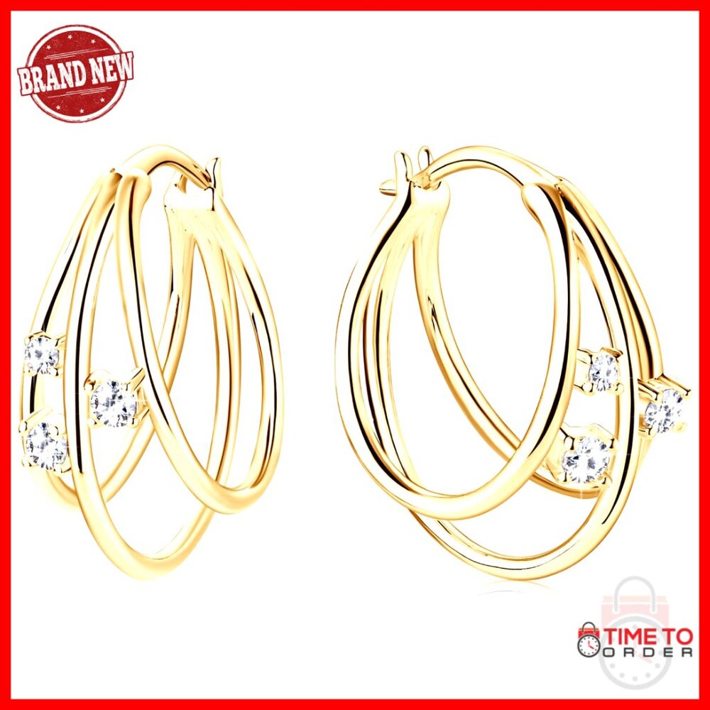 Sterling Silver Moissanite Triple Huggie Hoop Earrings 18mm
